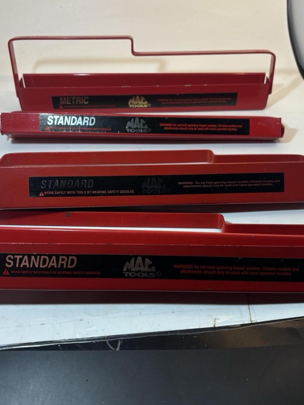 Mac Tools Vintage Metal Socket Tray Rack Lot of 4 Metric & Standard XT7YR XT19